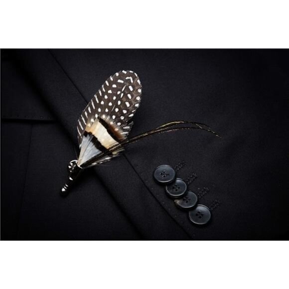 Handmade Feather Pre-tied Bow tie and Brooch Sets for Men - Picture 5 of 7